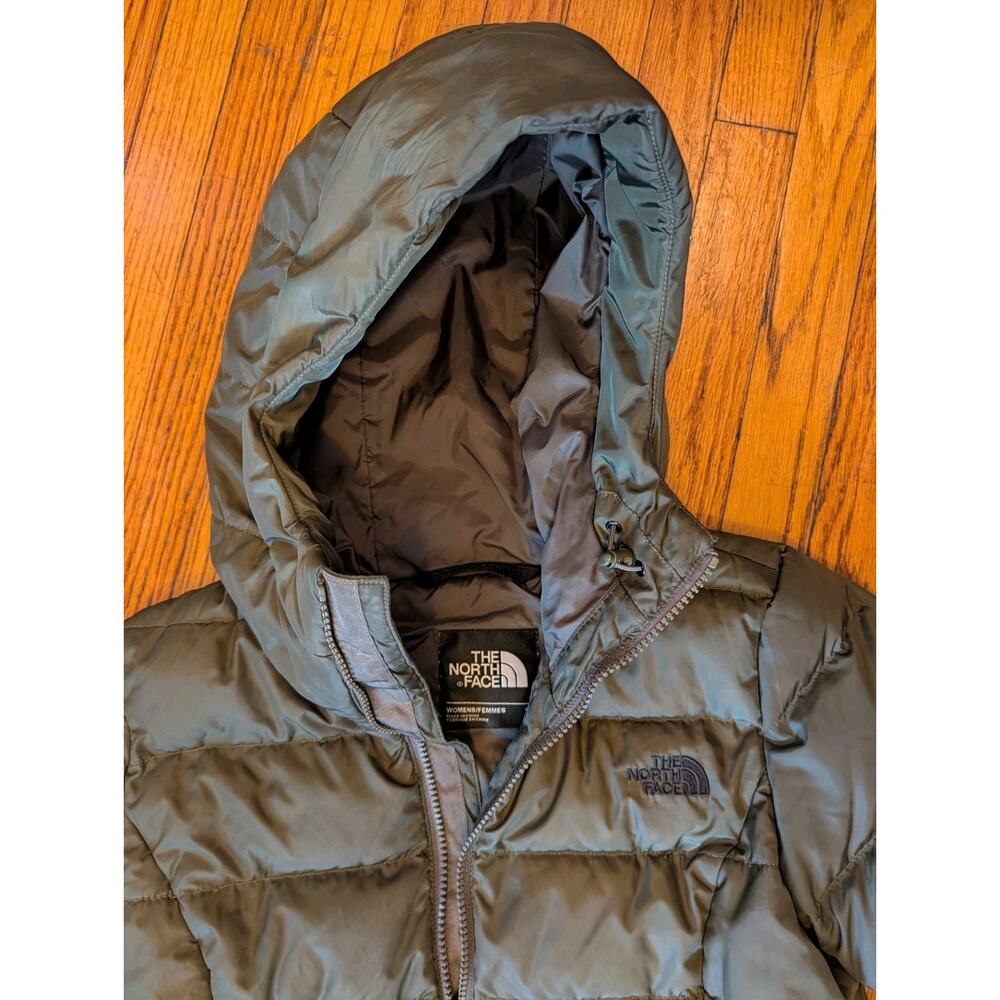 The North Face 550 Down Puffer Jacket Hoodie Parka Coat Women’s XS Green - Picture 5 of 11